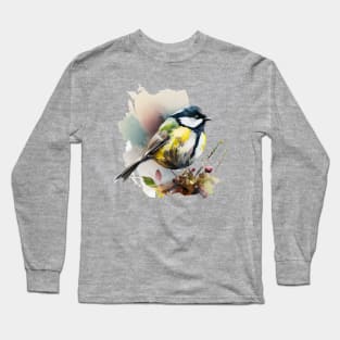 Tomtit Bird Watercolor 2.0 Long Sleeve T-Shirt